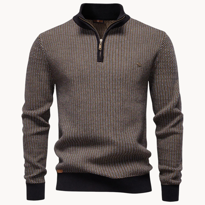 Limman - Pull en Maille Jacquard À Demi-Zip