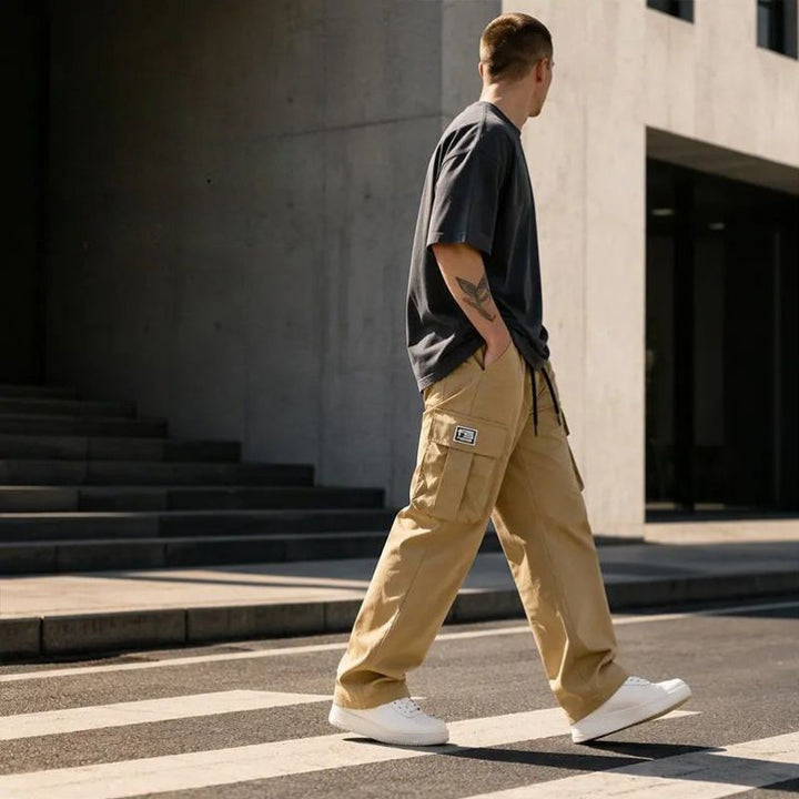 Nesham - Pantalon Cargo Avec Cordon de Serrage à la Taille et Poches