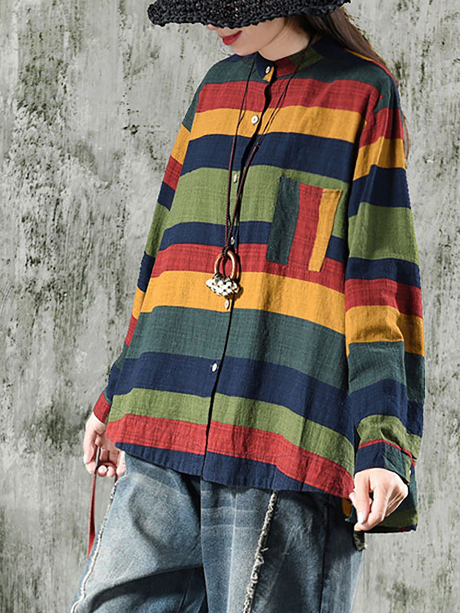 Aelina - Chemise À Manches Longues Rayée