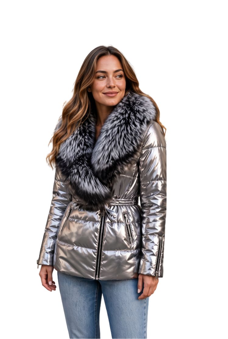 Perihan - Veste Matelassée Avec Col en Fausse Fourrure