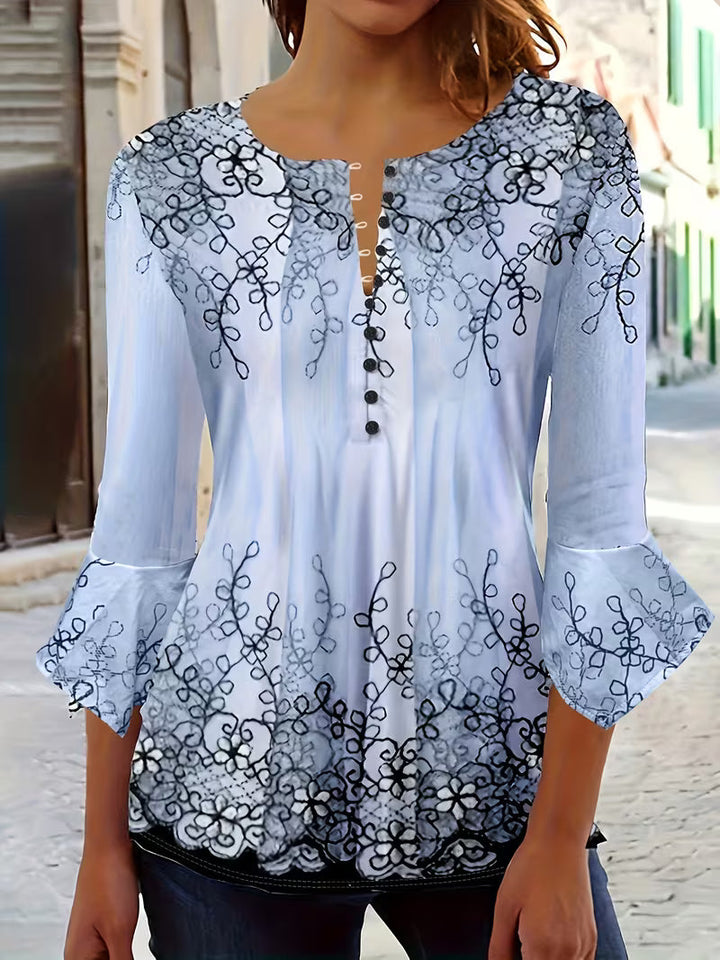 Mesley - Chemisier À Manches Courtes Et Volants, Imprimé Floral
