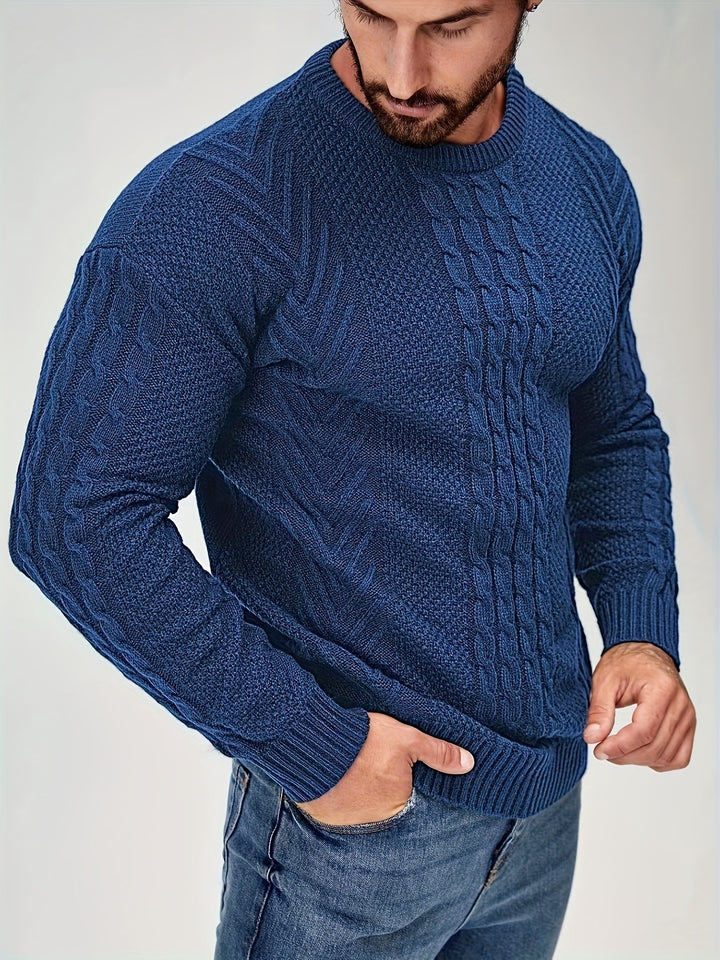 Eiduks - Pull Classique à col Rond et Motif Torsadé