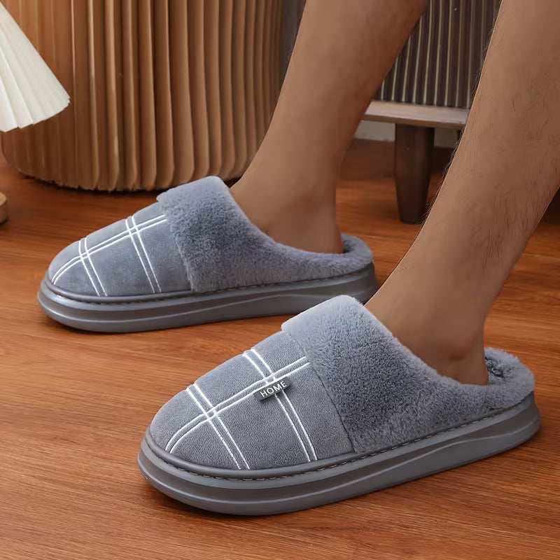 Bugra - Pantoufles en Peluche À Motif À Carreaux