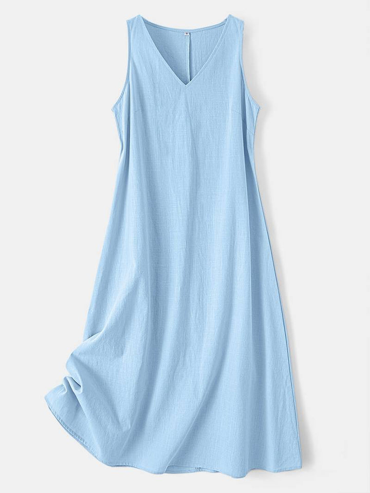 Brina - Élégante Robe Longue Sans Manches À Col en V