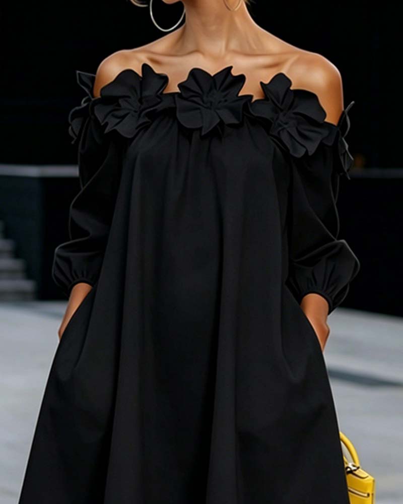 Loania - Robe À Épaules Dénudées Et Motifs Floraux