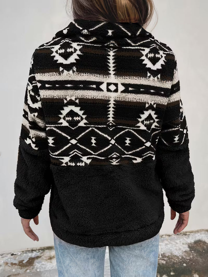 Limina - Sweat-Shirt Teddy À Demi-Zip Et Motif Géométrique