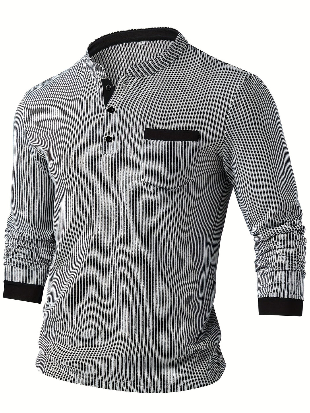 Deegan - Chemise Henley À Manches Longues Et Col Rayé Texturé