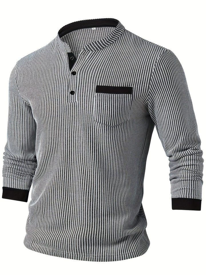 Deegan - Chemise Henley À Manches Longues Et Col Rayé Texturé