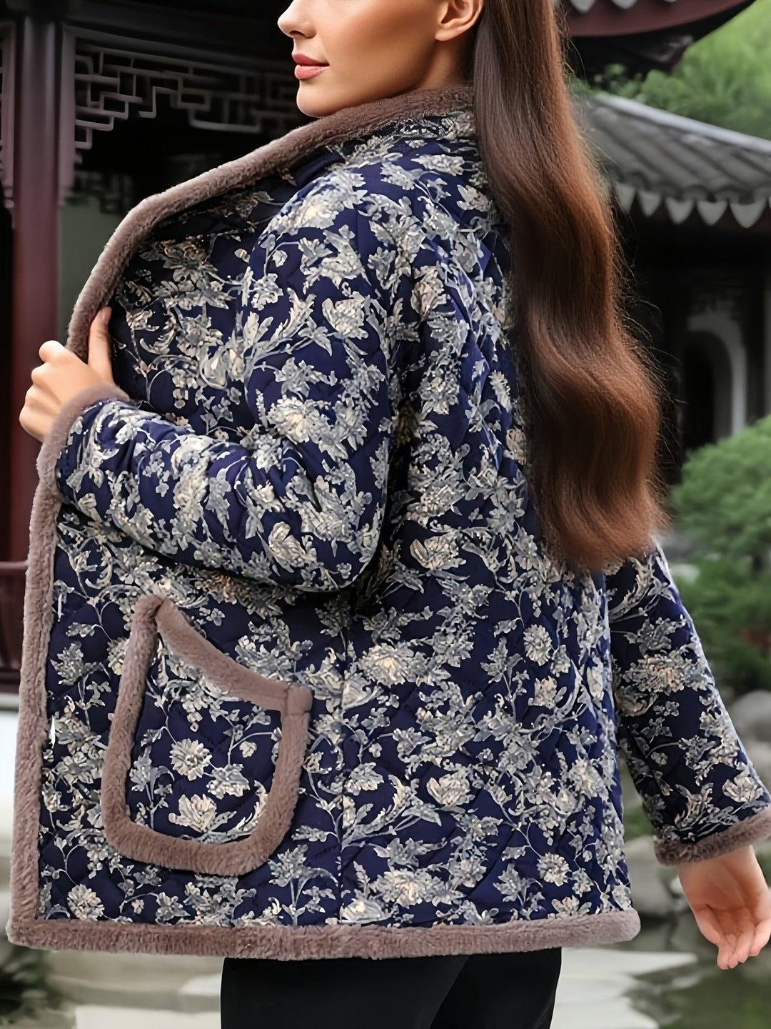 Mayte - Veste D'hiver À Motif Floral Avec Boutons