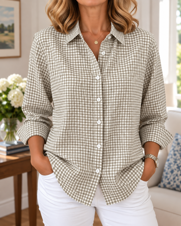 Colien - Chemise à Manches Longues en Vichy Avec Boutons