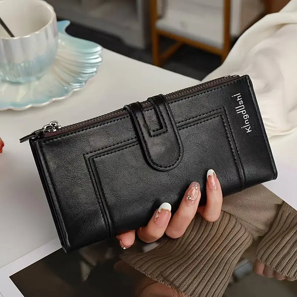 Hinina - Portefeuille en Cuir À Double Fermeture Éclair