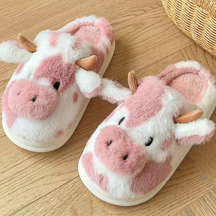 Faliza - Chaussons D'intérieur en Peluche À Motif « Vache Tachetée »