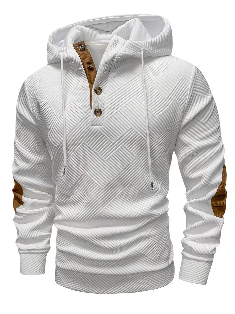 Alejandro - Textured Hooded Sweatshirt with Contrast Elbow Patches