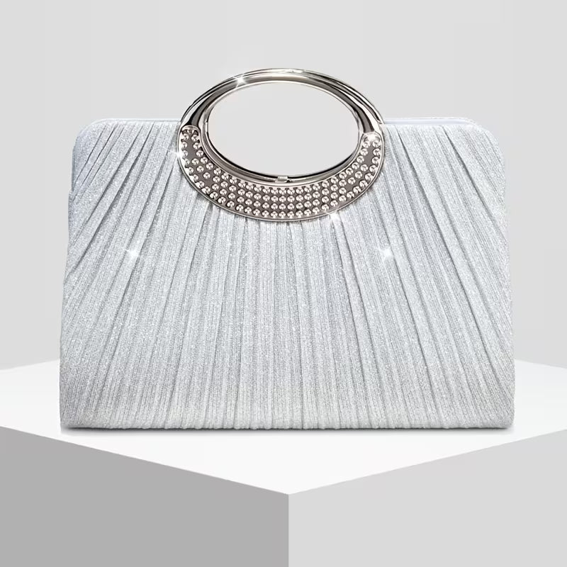 Lizzana - Sac À Main Rond Brillant À Plis