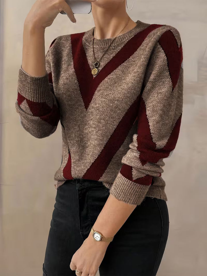 Minaza - Pull À Col Rond Et Motifs Géométriques
