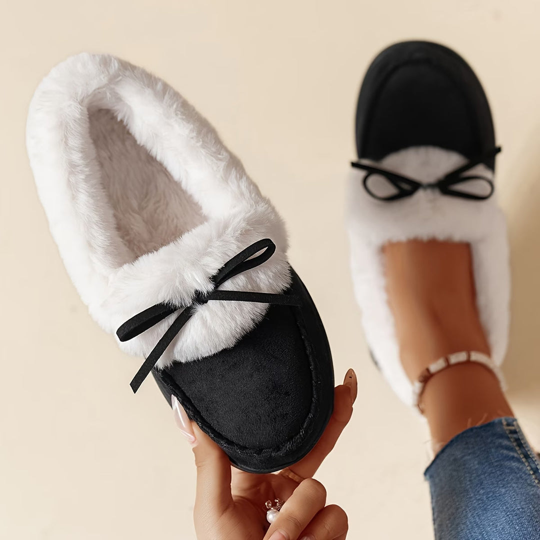 Suzia - Pantoufles Douillettes en Peluche Avec Nœud