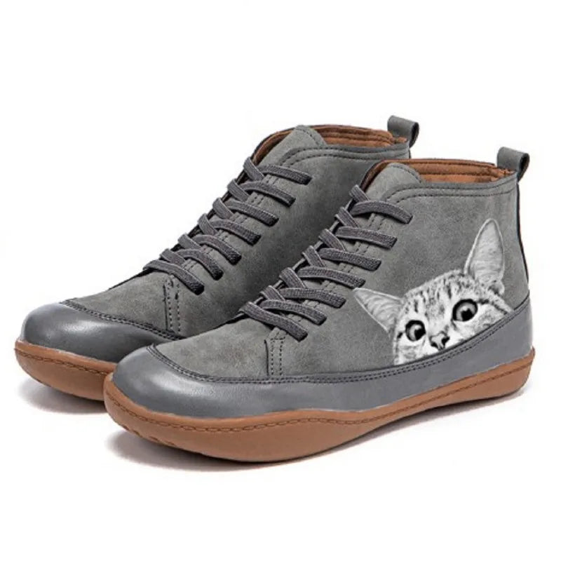Fenna - Bottines en Cuir Pour Les Amoureux Des Chats