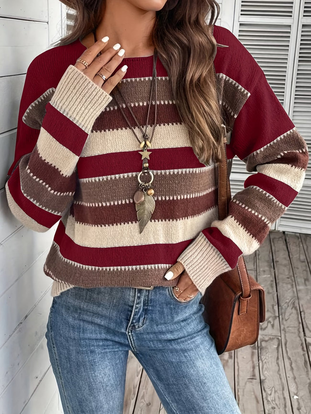 Fadina - Pull en Maille À Manches Longues