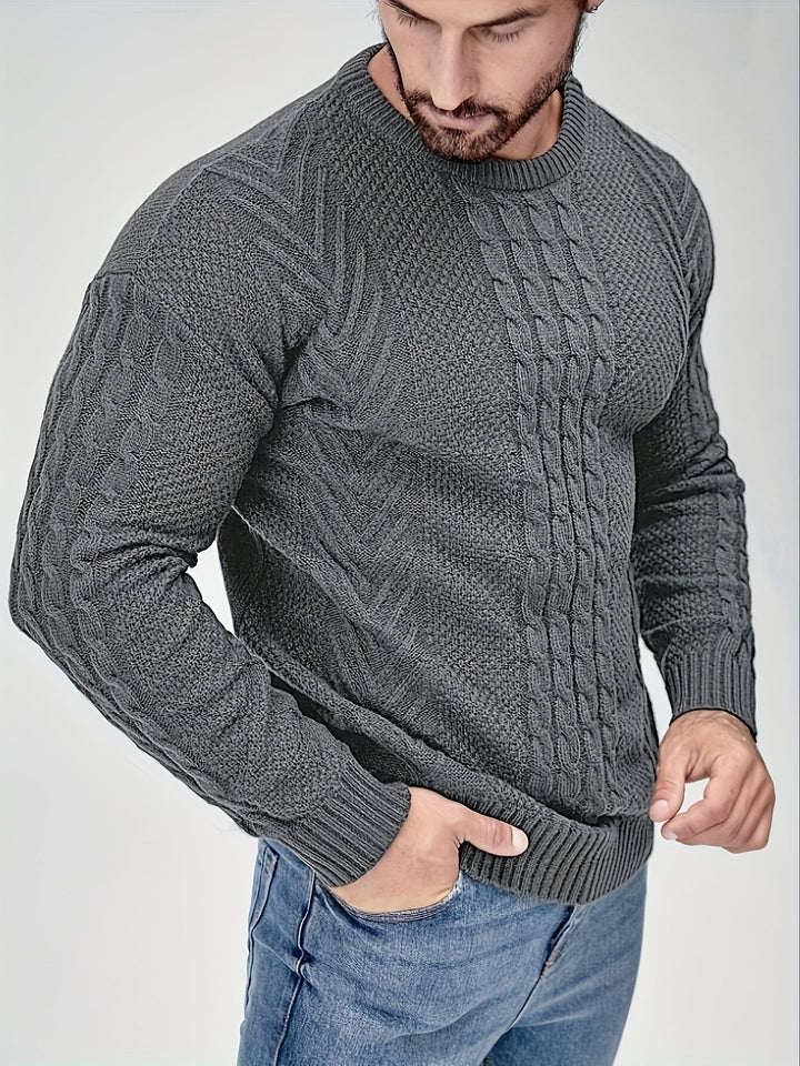 Eiduks - Pull Classique à col Rond et Motif Torsadé