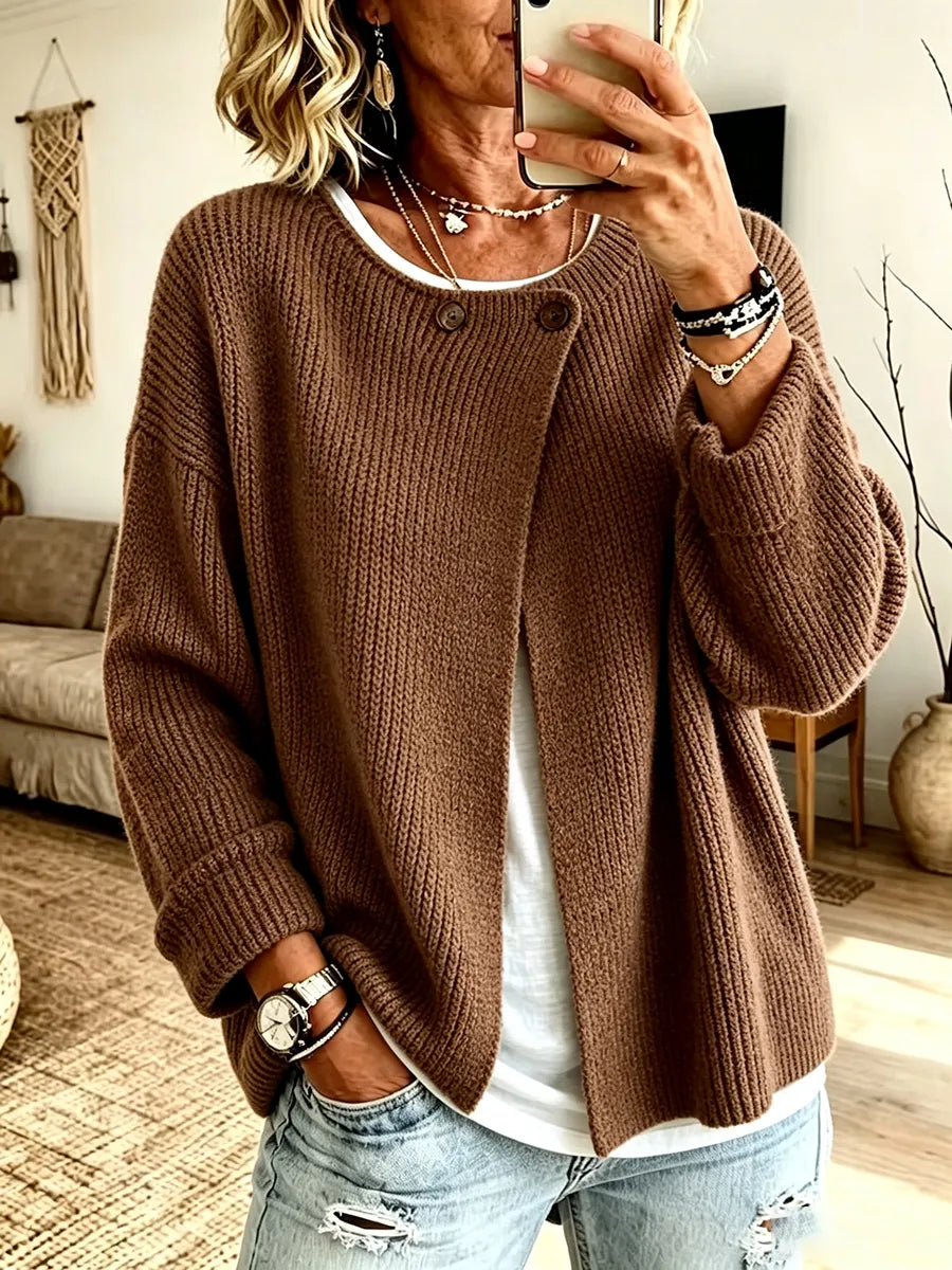 Peninah - Cardigan en Maille Côtelée À Coupe Asymétrique