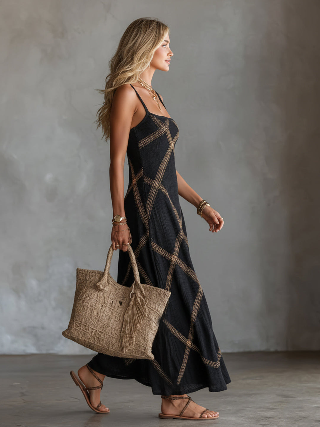 Nijila - Robe Longue Sans Manches Style Bohème