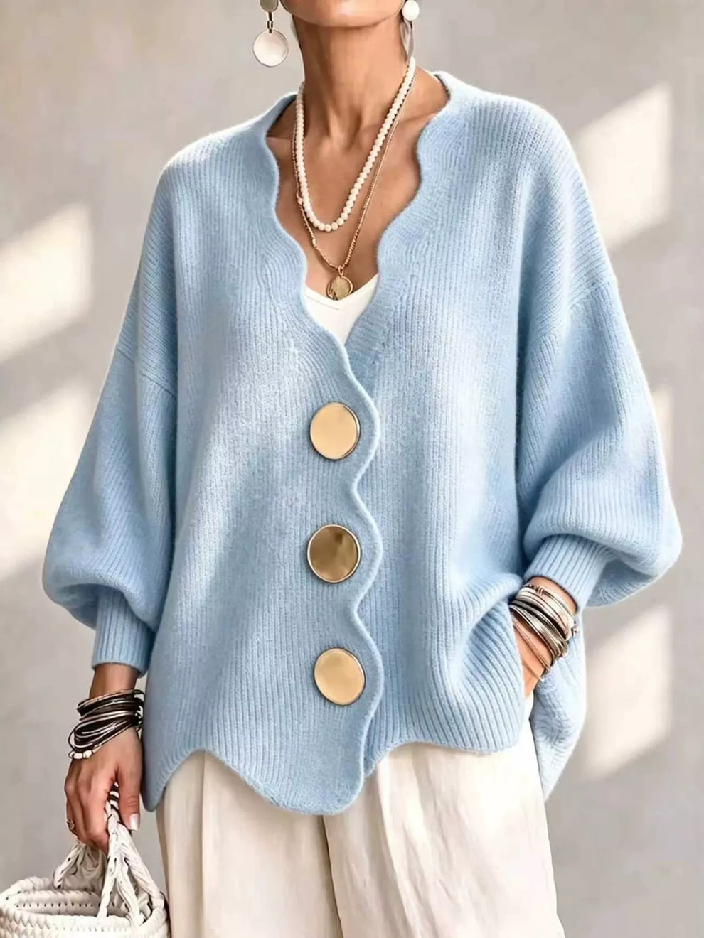 Gilian - Cardigan Boutonné À Bord Festonné