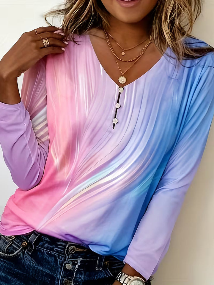 Filona - Haut À Col en V Avec Effet Tie-dye Dégradé