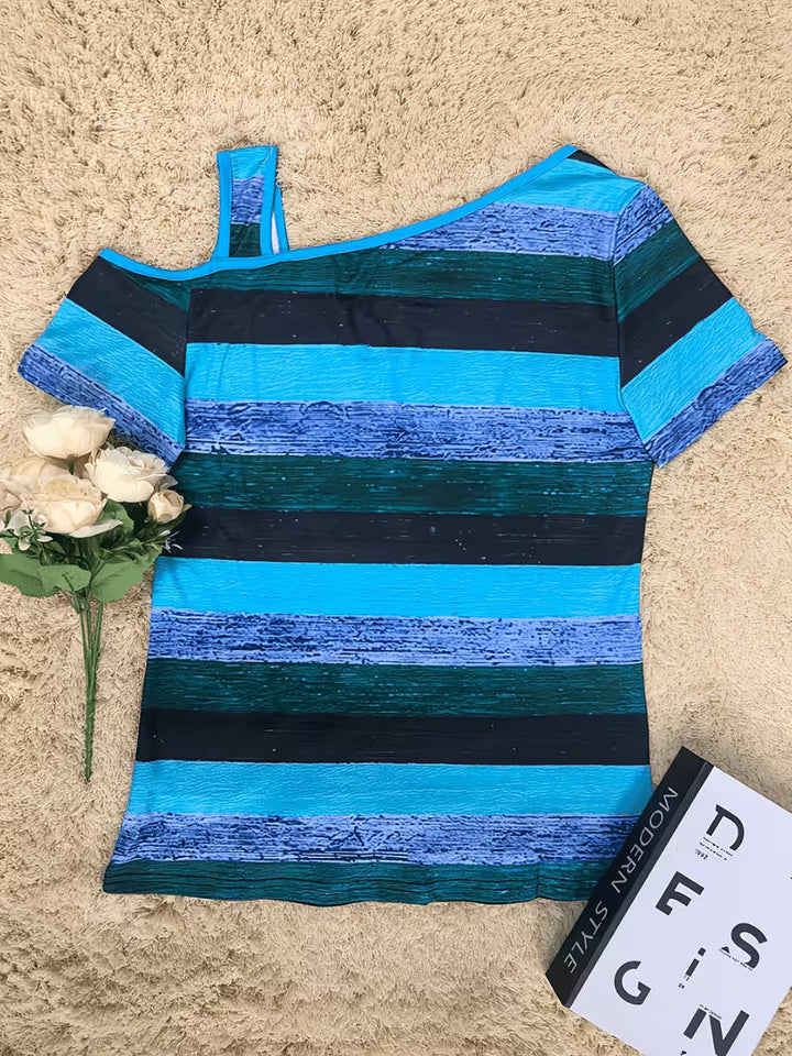 Sittina - T-Chemise Rayé à épaules dénudées