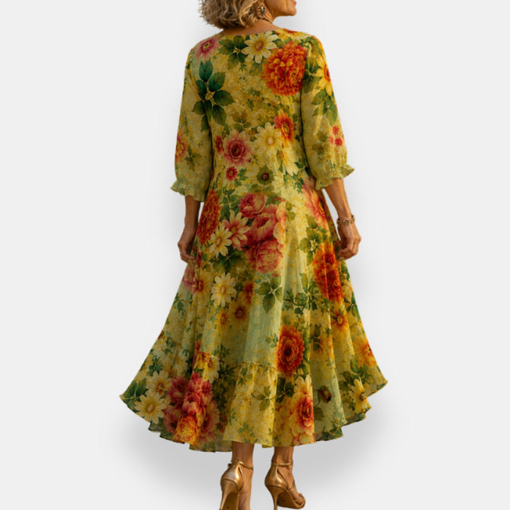 Emila - Robe Fluide à Motifs Floraux Et Col En V
