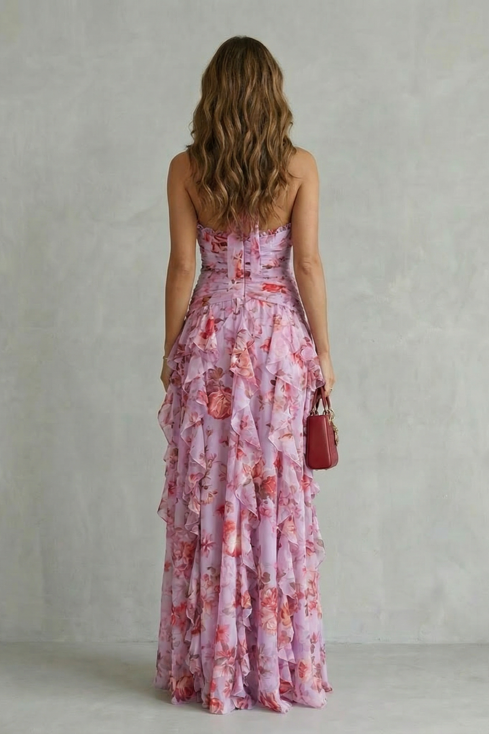 Eliora - Robe Longue Dos Nu à Motif Floral En Cascade
