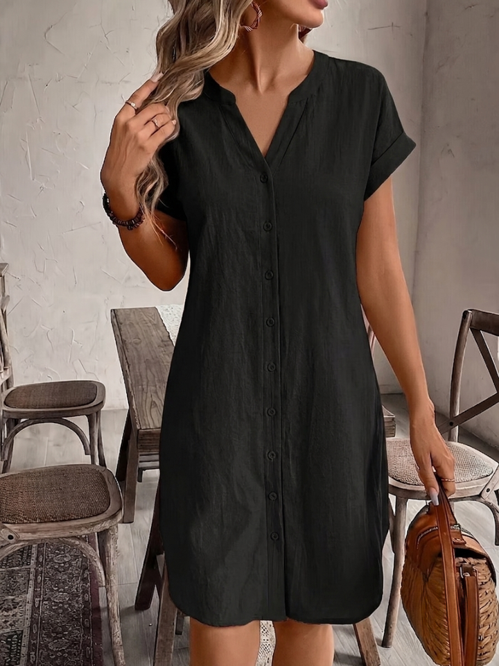 Khalela - Robe Chemisier Confortable en Lin
