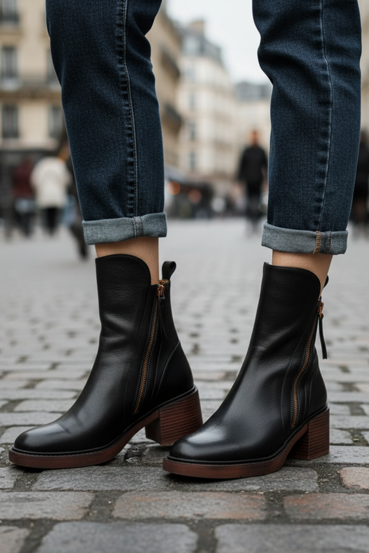 Pernelle - Bottes en Cuir À Talon Carré