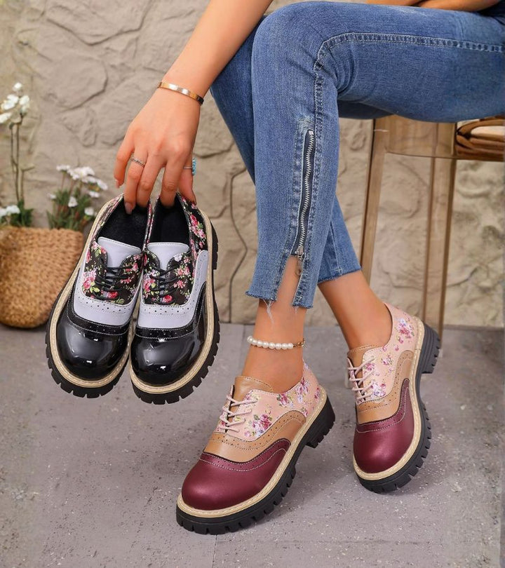 Kiela - Chaussures Oxford À Motif Floral Et Semelle À Crampons Épais