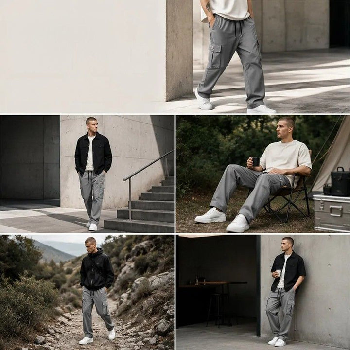 Nesham - Pantalon Cargo Avec Cordon de Serrage à la Taille et Poches