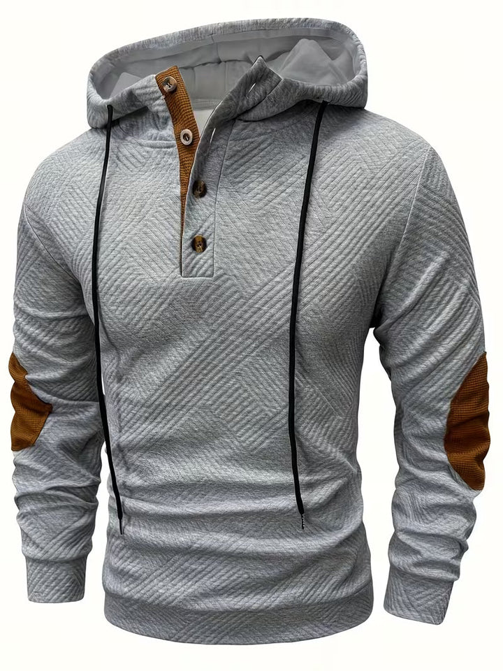Alejandro - Textured Hooded Sweatshirt with Contrast Elbow Patches
