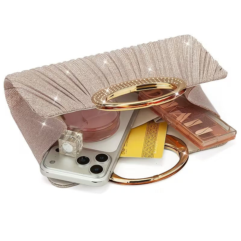 Lizzana - Sac À Main Rond Brillant À Plis