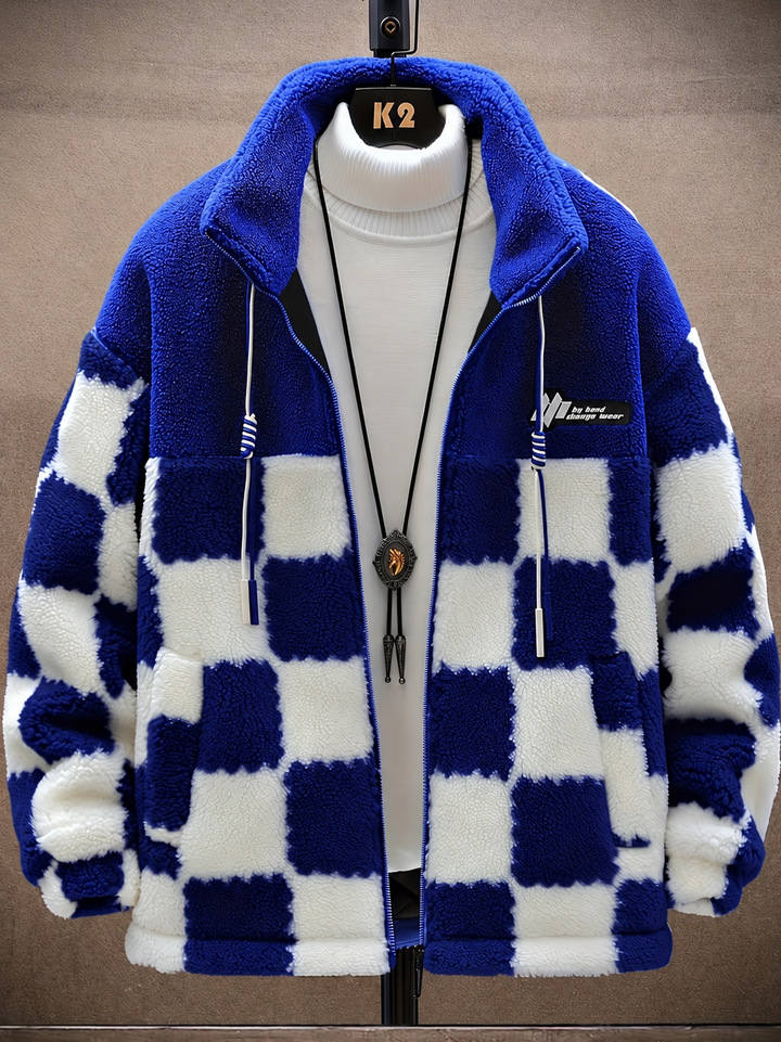 Melany - Veste Polaire à Capuche et Fermeture éclair Motif à Carreaux