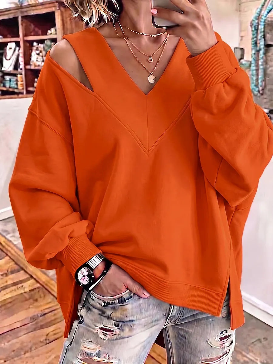 Kirstan - Sweat Oversize Chic à Encolure en V Ajourée