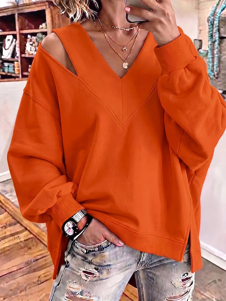 Kirstan - Sweat Oversize Chic à Encolure en V Ajourée