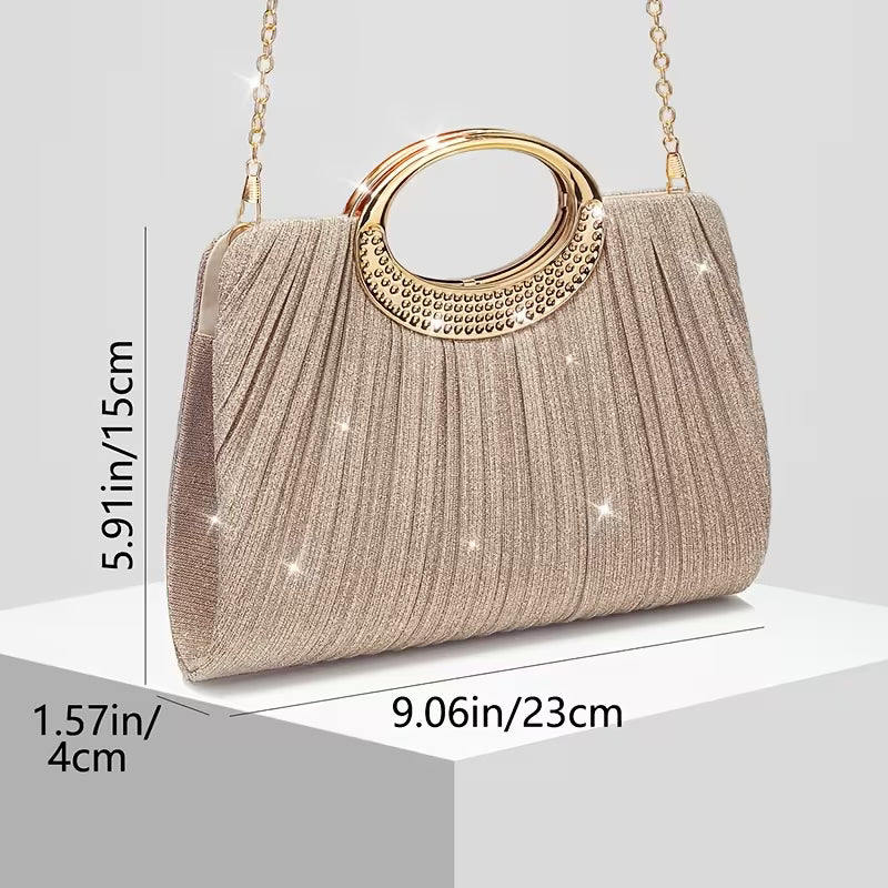 Lizzana - Sac À Main Rond Brillant À Plis