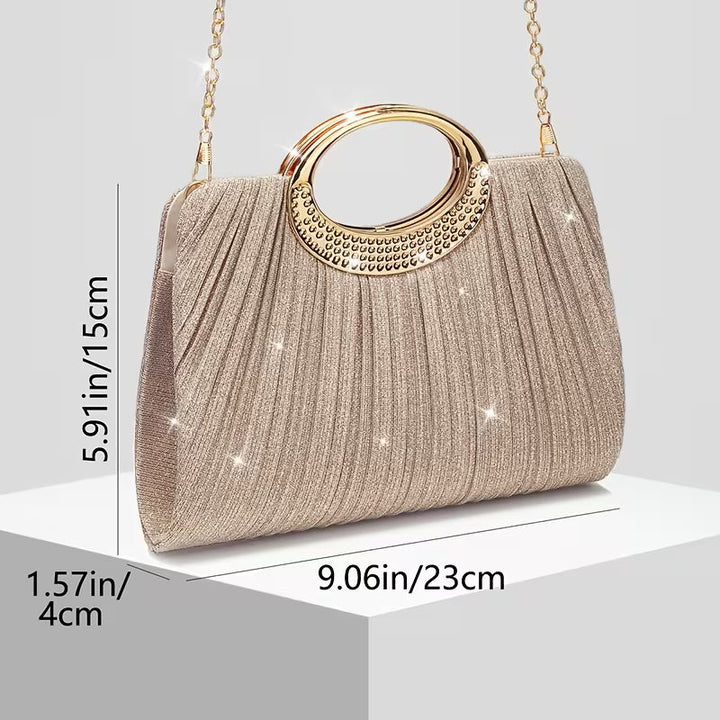 Lizzana - Sac À Main Rond Brillant À Plis