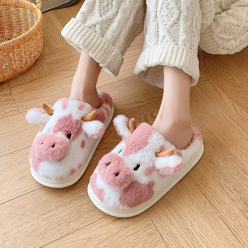 Faliza - Chaussons D'intérieur en Peluche À Motif « Vache Tachetée »