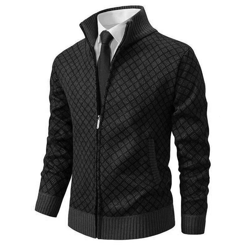 Klarik - Cardigan en Maille À Fermeture Éclair Intégrale Et Motif Losange