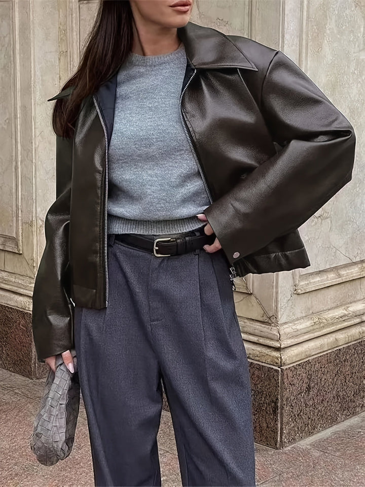 Thida - Veste Zippée en Simili Cuir