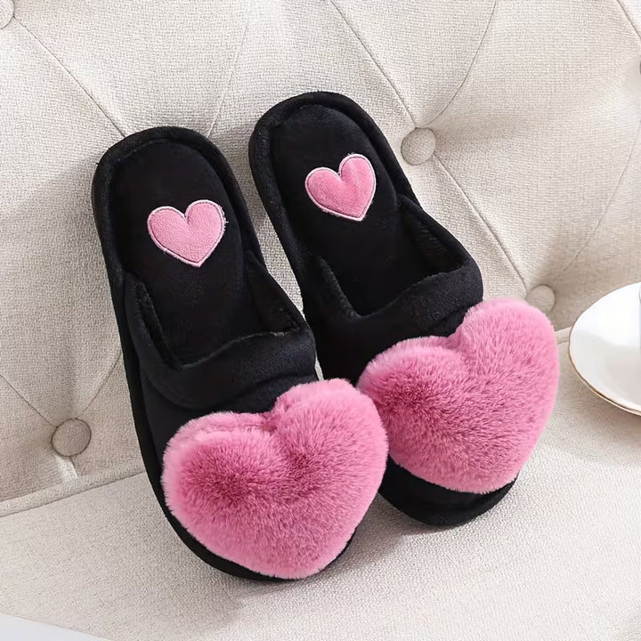 Zeliha - Pantoufles en Peluche en Forme De Cœur Avec Semelles Antidérapantes