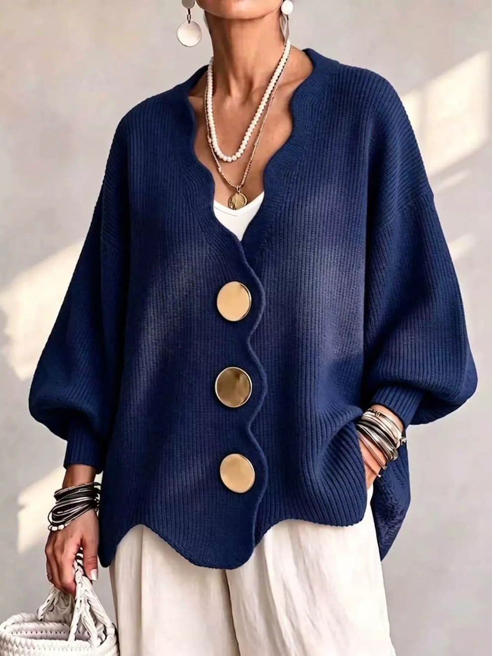 Gilian - Cardigan Boutonné À Bord Festonné