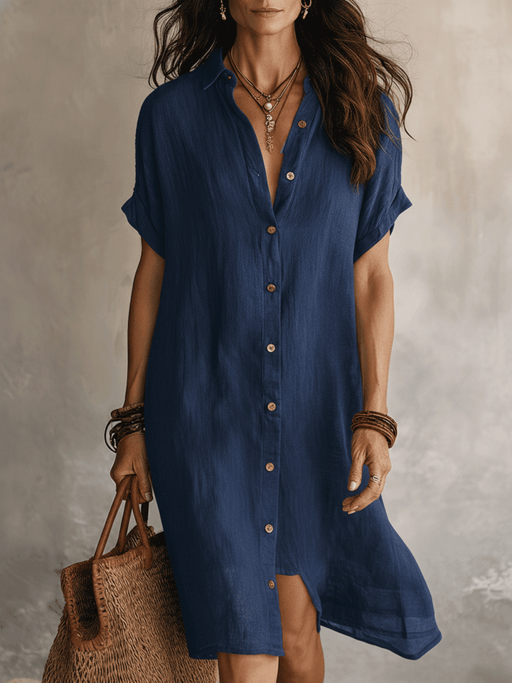 Nilisha - Robe-chemise Mi-longue en Lin Et Coton