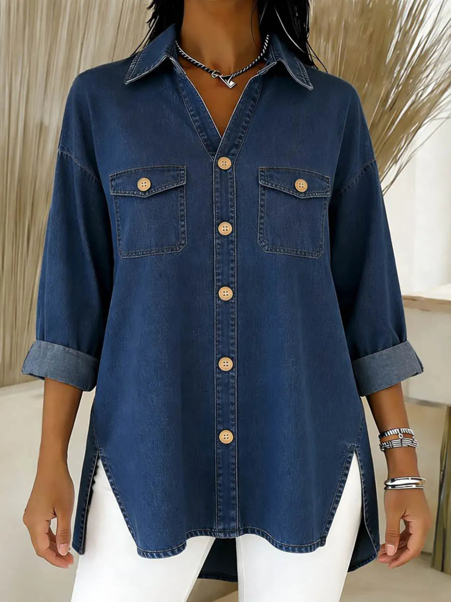 Durcia - Chemise en Jean À Manches Longues Et À Revers