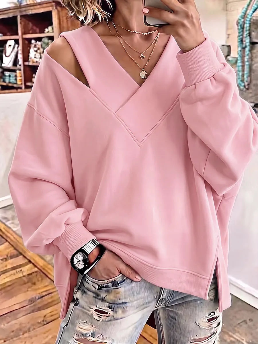 Kirstan - Sweat Oversize Chic à Encolure en V Ajourée