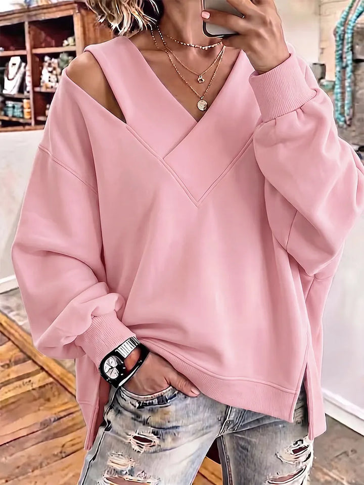 Kirstan - Sweat Oversize Chic à Encolure en V Ajourée